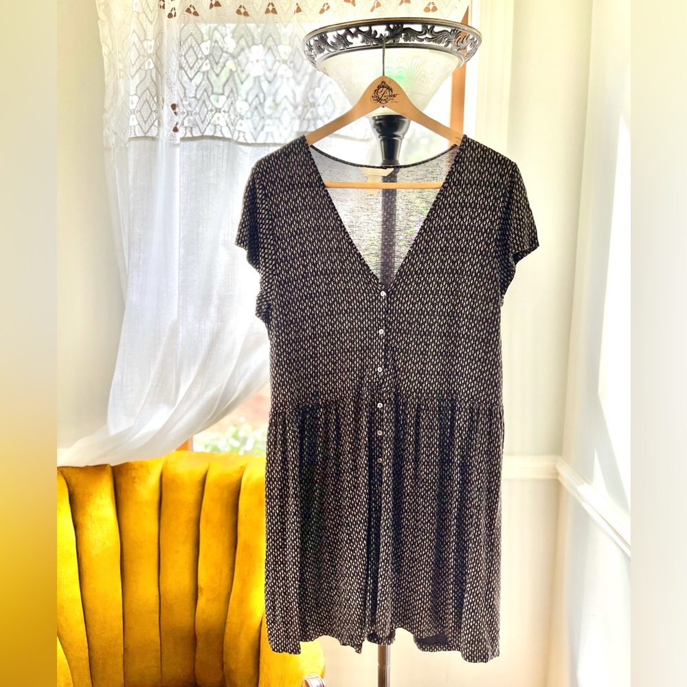 H&M Black Patterned Skater Dress